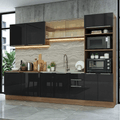 Combo completo de Cocina 310 cm 11 Puertas 3 Cajones Sin Mesada Marrón/Negro Lux Madesa