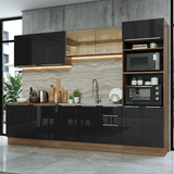 Combo completo de Cocina 310 x 60 cm Marrón/Negro Lux Madesa 04