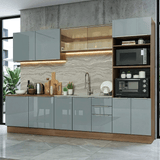 Combo completo de Cocina 310 x 60 cm Marrón/Gris Lux Madesa 04