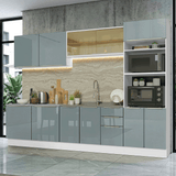 Combo completo de Cocina 310 x 60 cm Blanco/Gris Lux Madesa 04