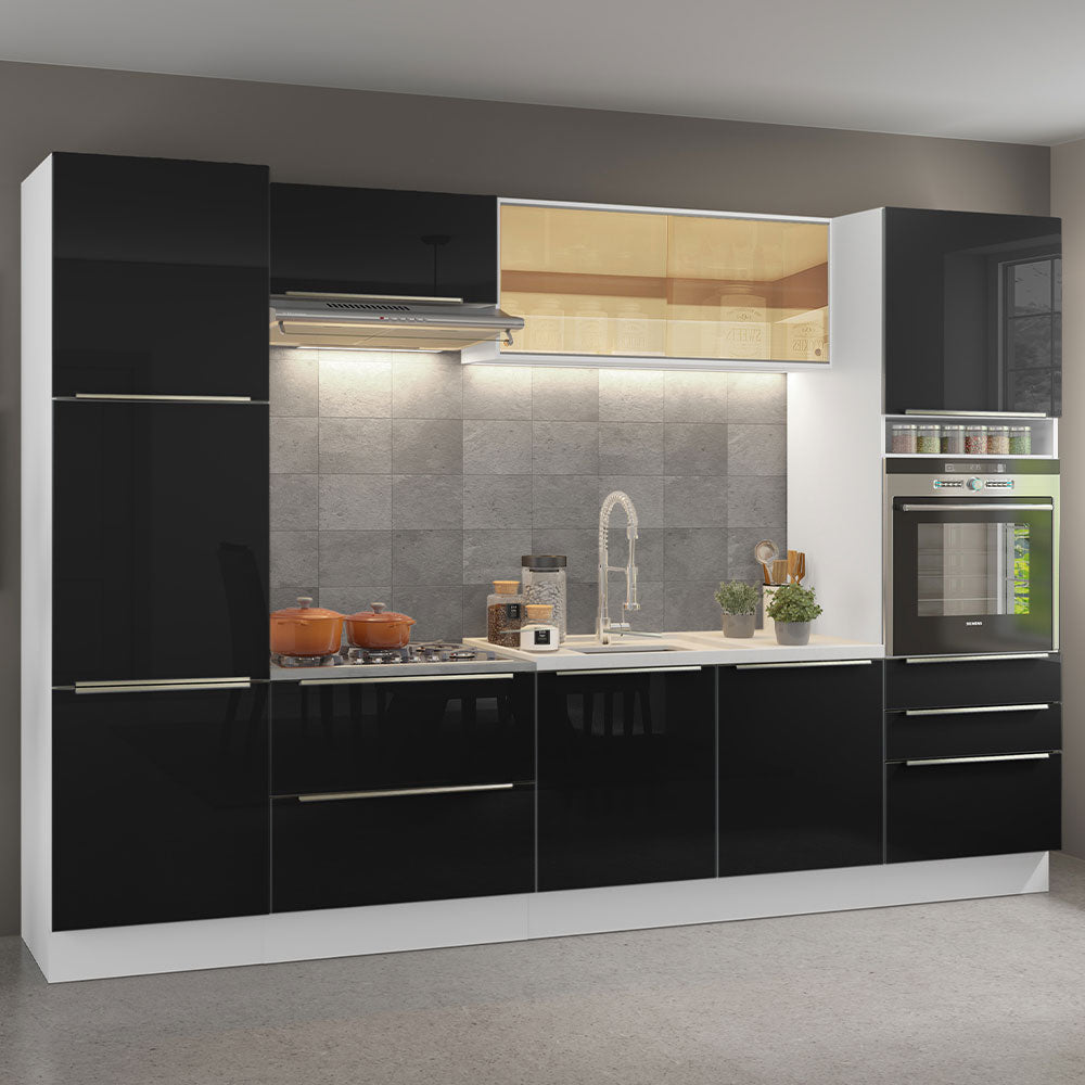 Combo completo de Cocina 320cm Blanco/Negro Lux Madesa 01