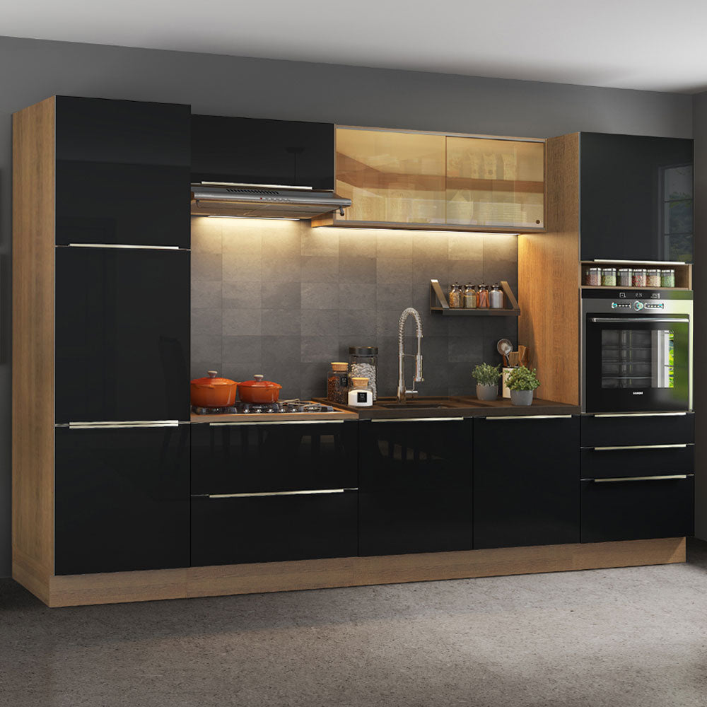 Combo completo de Cocina 320cm Marrón/Negro Lux Madesa 01