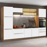 Combo Completo de Cocina 320 x 60 cm Marrón/Blanco Aterciopelado Lux Madesa 01