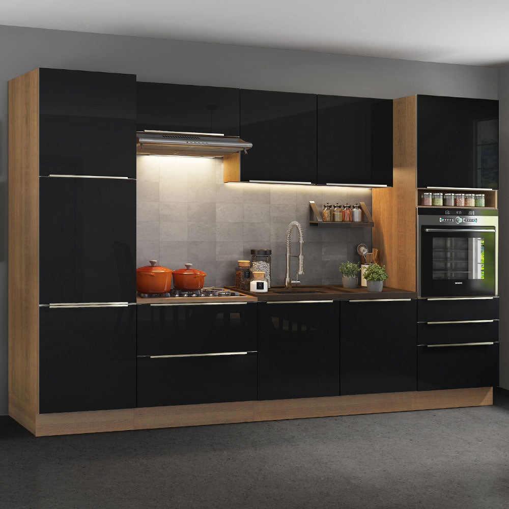 Combo completo de Cocina 320cm Marrón/Negro Lux Madesa 03