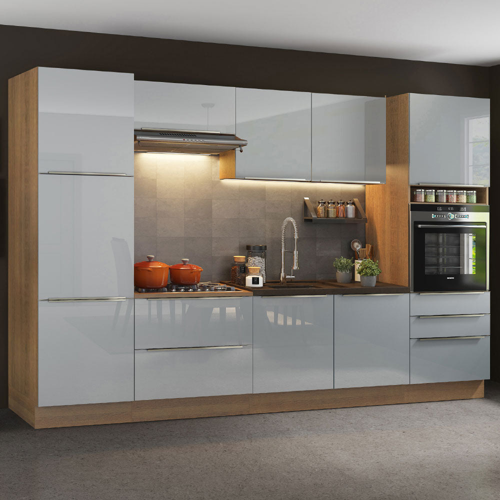 Combo completo de Cocina 320cm Marrón/Gris Lux Madesa 03