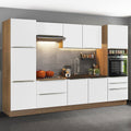 Combo completo de Cocina 320 cm 9 Puertas 5 Cajones Sin Mesada Marrón/Blanco Lux Madesa 03