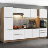 Combo Completo de Cocina 320 x 60 cm Marrón/Blanco Aterciopelado Lux Madesa 03
