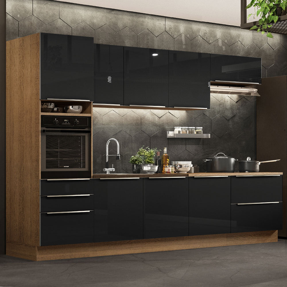 Combo completo de Cocina 320cm Marrón/Negro Lux Madesa 04