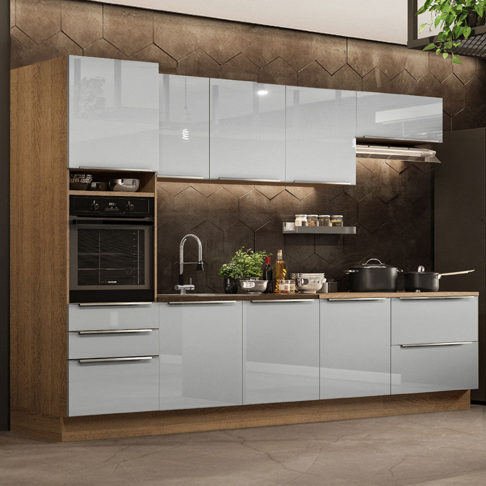 Combo completo de Cocina 320cm Marrón/Gris Lux Madesa 04