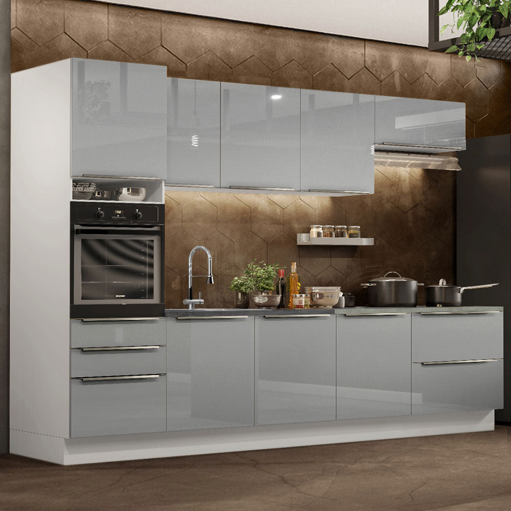 Combo completo de Cocina 320cm Blanco/Gris Lux Madesa 04