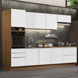 Combo Completo de Cocina 320 x 60 cm Marrón/Blanco Aterciopelado Lux Madesa 04