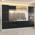 Combo completo de Cocina 320 cm 9 Puertas 5 Cajones Sin Mesada Blanco/Negro Lux Madesa