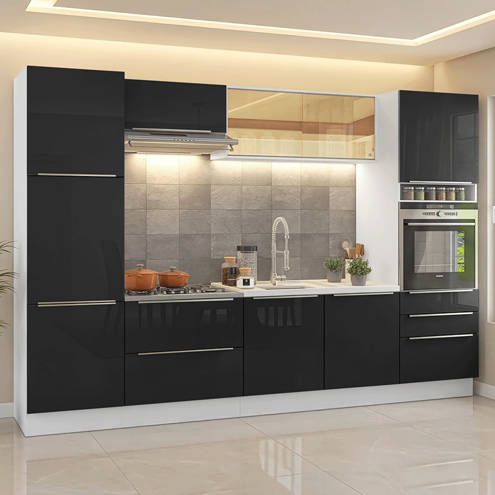 Combo completo de Cocina 320 cm Blanco/Negro Lux Madesa 08