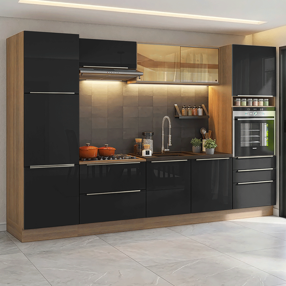Combo completo de Cocina 320 cm Marrón/Negro Lux Madesa 08