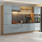 Combo completo de Cocina 320 cm 9 Puertas 5 Cajones Sin Mesada Marrón/Gris Lux Madesa