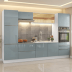 Combo completo de Cocina 320 cm 9 Puertas 5 Cajones Sin Mesada Blanco/Gris Lux Madesa