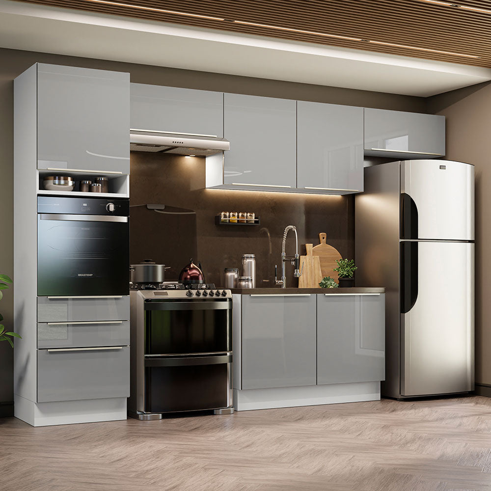Combo completo de Cocina 340cm Blanco/Gris Lux Madesa 01