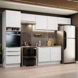 Combo Completo de Cocina 340 x 60 cm Blanco/Blanco Aterciopelado Lux Madesa 01