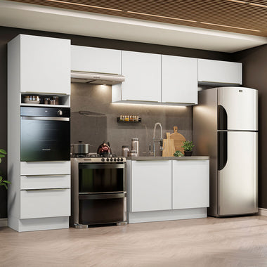 Combo completo de Cocina 340 cm 7 Puertas 3 Cajones Sin Mesada Blanco Lux Madesa
