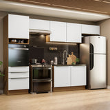 Combo Completo de Cocina 340 x 60 cm Marrón/Blanco Aterciopelado Lux Madesa 01