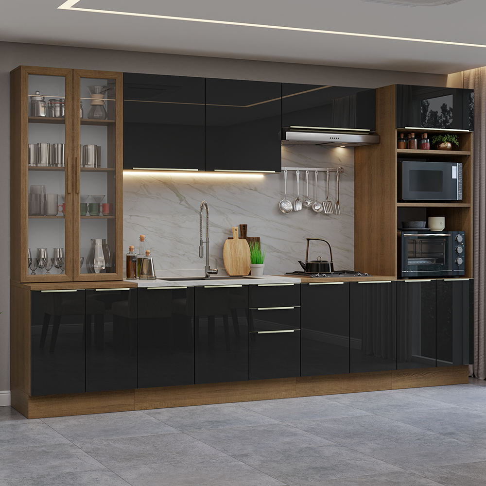 Combo completo de Cocina con Cristalero 340 cm Madesa Lux MN 02