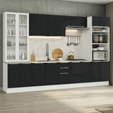Combo completo de Cocina 340 x 60 cm Blanco/Negro Lux Madesa 04