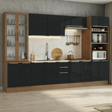 Combo completo de Cocina 340 x 60 cm Marrón/Negro Lux Madesa 04