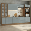Combo completo de Cocina 340 cm 14 Puertas 3 Cajones Sin Mesada Marrón/Gris Lux Madesa