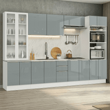 Combo completo de Cocina 340 x 60 cm Blanco/Gris Lux Madesa 04