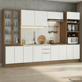 Combo completo de Cocina 340 cm 14 Puertas 3 Cajones Sin Mesada Marrón/Blanco Lux Madesa