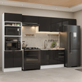 Combo completo de Cocina 350 cm 9 Puertas 3 Cajones Sin Mesada Blanco/Negro Lux Madesa