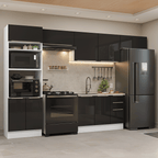 Combo completo de Cocina 350 cm 9 Puertas 3 Cajones Sin Mesada Blanco/Negro Lux Madesa