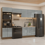 Combo completo de Cocina 350 cm Marrón/Gris Lux Madesa 01