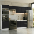 Combo completo de Cocina 350 cm 9 Puertas 3 Cajones Sin Mesada Blanco/Negro Lux Madesa