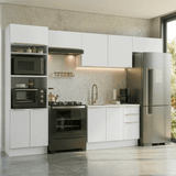 Combo completo de Cocina 350 x 60 cm Blanco/Blanco Aterciopelado Lux Madesa 02
