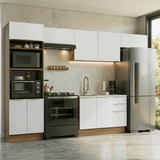 Combo completo de Cocina 350 x 60 cm Marrón/Blanco Aterciopelado Lux Madesa 02