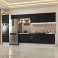 Combo completo de Cocina 400 cm 11 Puertas 6 Cajones Sin Mesada Blanco/Negro Lux Madesa 02