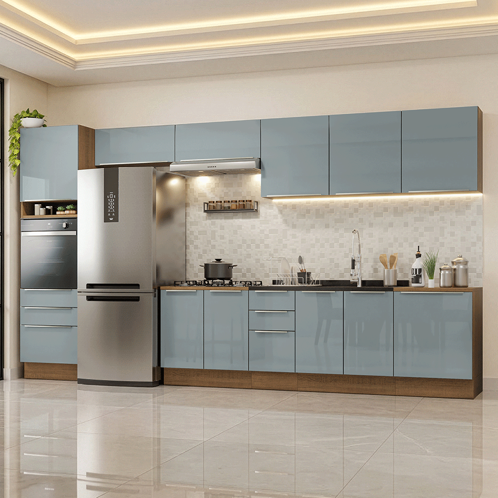 Combo completo de Cocina 400 cm Marrón/Gris Lux Madesa 02