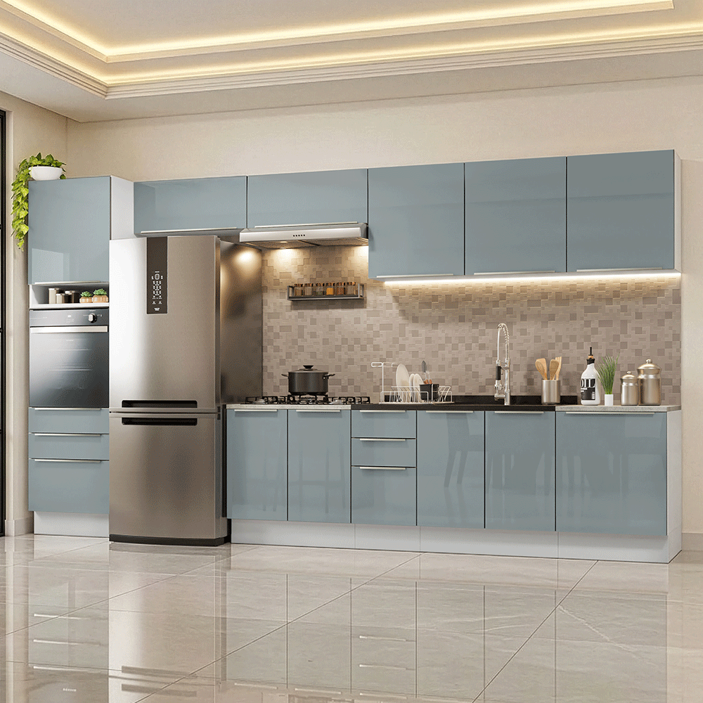 Combo completo de Cocina 400 cm Blanco/Gris Lux Madesa 02
