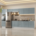 Combo completo de Cocina 400 cm 11 Puertas 6 Cajones Sin Mesada Blanco/Gris Lux Madesa