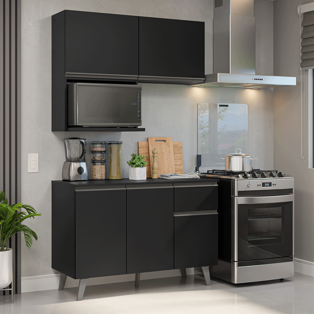 Cocina Compacta 120 cm Negro Nice Madesa 05
