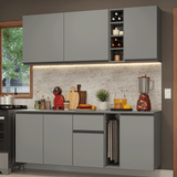 Cocina Compacta 180 cm Flotante Gris Nice Madesa 04