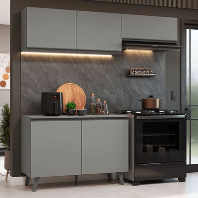 Cocina Compacta 200 cm 5 Puertas Gris Nice Madesa