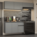 Combo completo de Cocina Flotante Nice 200 cm 5 Puertas (Con Mesada) Gris 04 Madesa