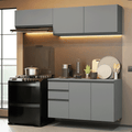 Combo completo de Cocina Flotante Nice 200 cm 5 Puertas (Con Mesada) Gris 05 Madesa