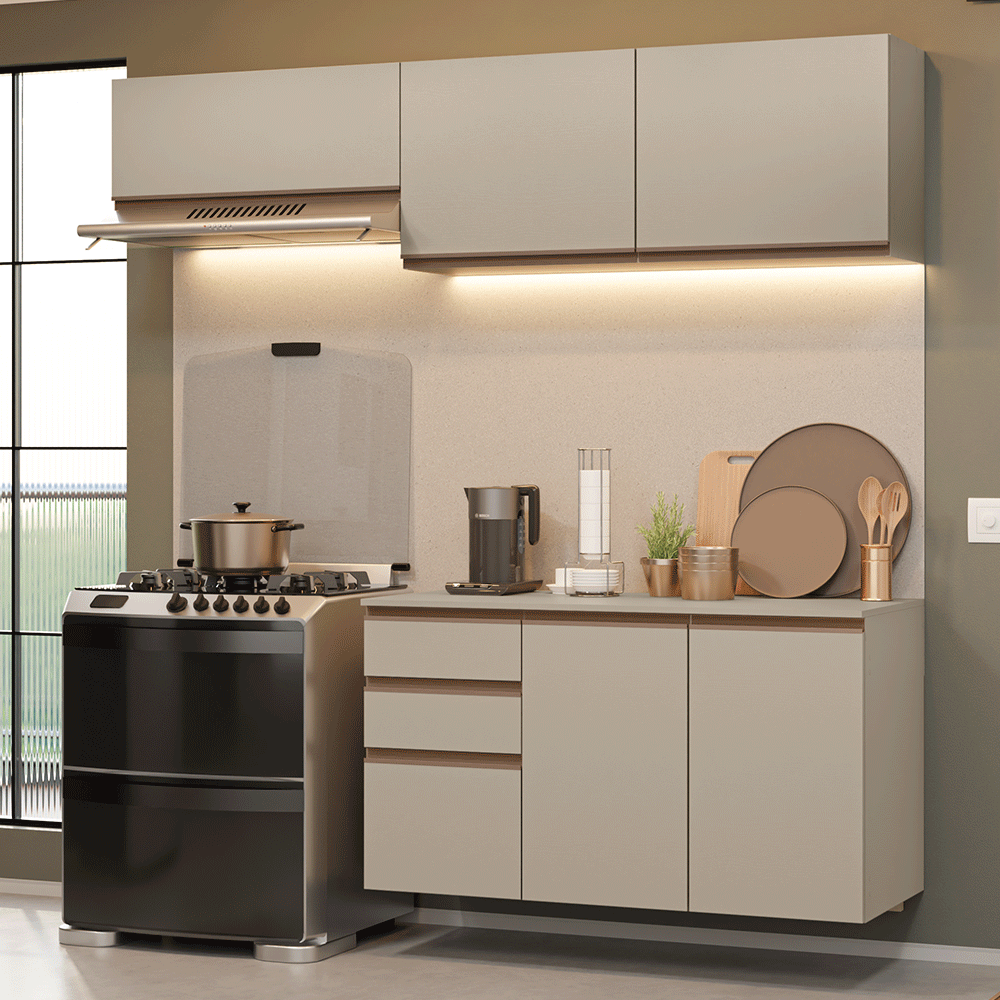 Cocina Compacta 200 cm Crema Nice Madesa