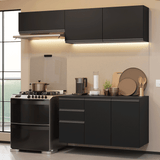 Cocina Compacta 200 cm Flotante Negro Nice Madesa 05