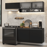 Cocina Compacta 200 cm Flotante Negro Nice Madesa 07