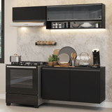 Cocina Compacta 200 cm Flotante Negro Nice Madesa 08