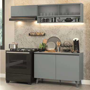 Cocina Compacta 200 cm 5 Puertas Gris Nice Madesa